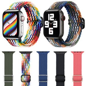 Boucle de sport solo tressée pour bracelet de montre Apple 40 mm 41 mm 38 mm 44 mm 45 mm 42 mm 49 mm Bracelet réglable en nylon élastique extensible pour iWatch série 9 8 7 6 5 4 3 2 1 SE Ultra