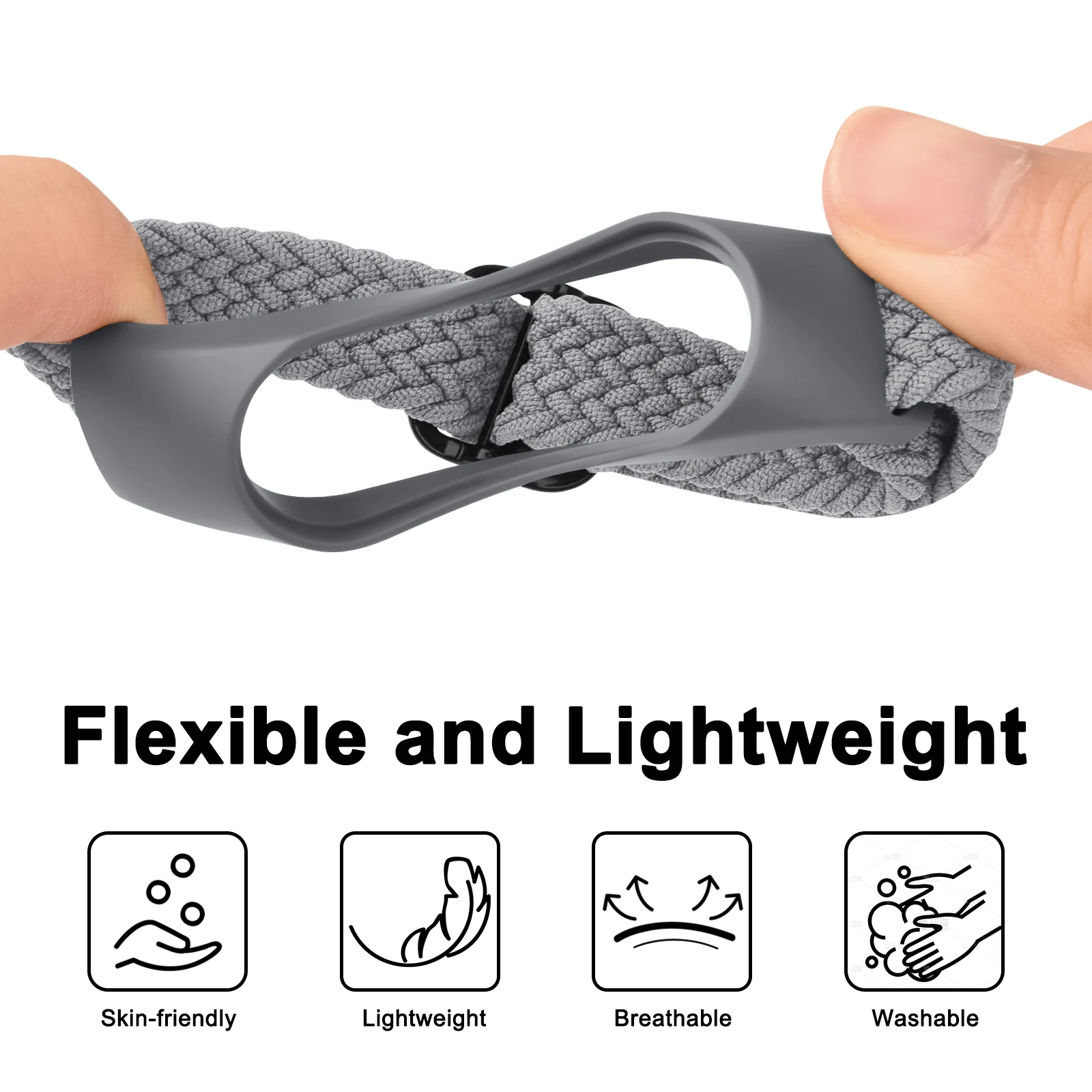 Braided Watchband For Xiaomi Mi Band 7 6 5 4 3 Strap Elastic Adjustable Wristband For Amazfit Band 5 Band Replacement Bracelet