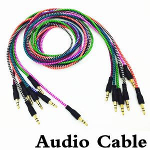 Cable de audio de onda trenzada 3.5 mm 1 m 3 pies Nylon macho Jake Estéreo AUX Cables auxiliares para Iphone 7 Samsung S7 MP3 Altavoz auricular