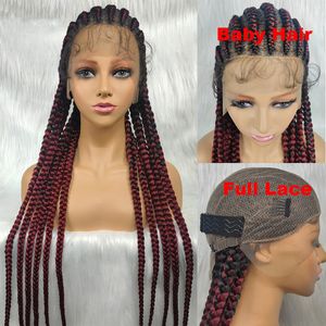 Perruques tressées 360 dentelle perruque tressage cheveux pour les femmes noires boîte synthétique perruque en haute qualité