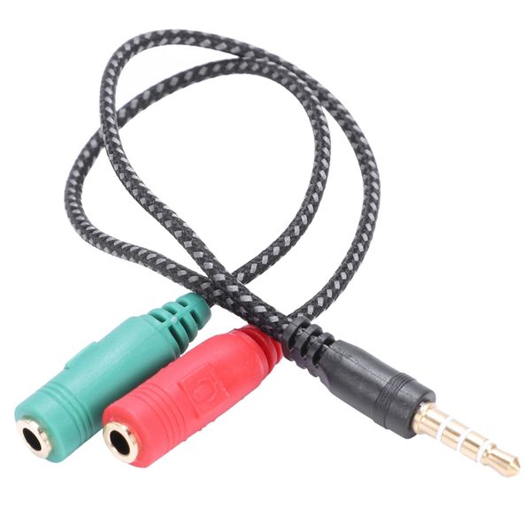 Conector trenzado de 3,5mm para micrófono, auriculares, Audio, AUX, Cable divisor de extensión, macho a 2 hembra, Cable de conversión para tablet, pc, teléfono inteligente