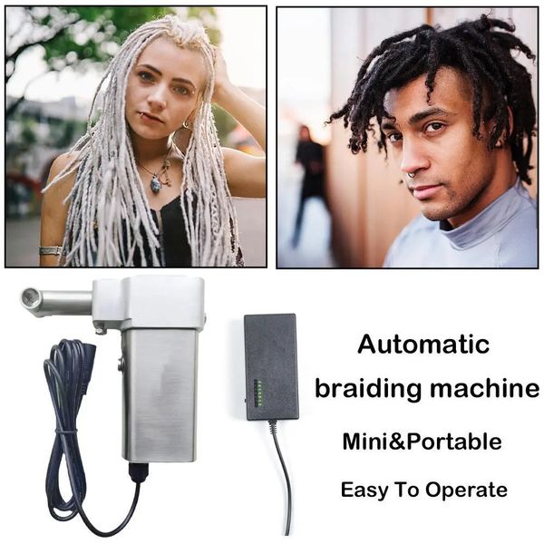 Braiders EU Plug Mini portátil de mano Deadlocs máquina para hacer trenzado de ganchillo para extensiones de cabello trenzado de rastas DIY fáciles y rápidas 231010