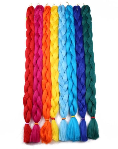 Tressage cheveux une pièce 82 pouces synthétique Kanekalon fibre tresse 165gpiece couleur pure crochet Jumbo tresse cheveux Extensions2610171