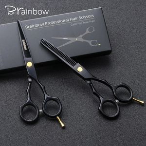 Brainbow 55 'ciseaux de cheveux professionnels coupe amincissement coiffure barbier Pro Salon japon outils de coiffure 240110
