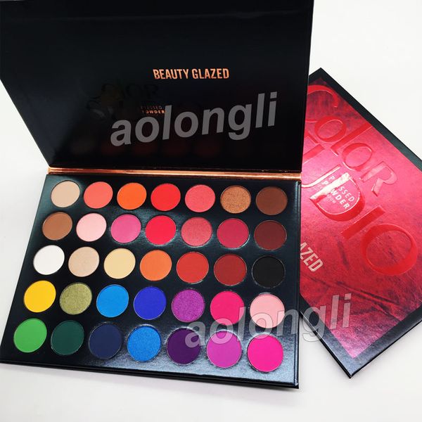 Paleta de maquillaje de sombra de ojos con brillo mate, paleta de maquillaje profesional de 35 colores esmaltada de belleza, sombra de ojos en polvo prensado mezclable