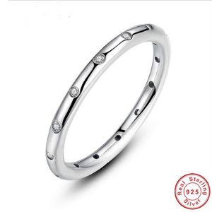Anillo clásico de dedo apilable con gotitas de plata de ley 925 de marca para mujer, joyería fina Original de boda 203h