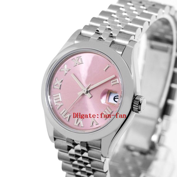 Marque Une toute nouvelle montre 31mm en acier inoxydable rose cadran romain lunette lisse 278240 mécanique automatique femmes dames montre-bracelet