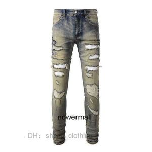 Marque amari amirl Porté amirlies am Street amis imiri amiiri Mode amri jeans Serpent Designer Vêtements Jeans Pantalons en denim pour hommes avec des trous cassés nostalgiques S R339