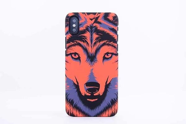 Marque Animaux Lion Loup Hibou Motif Dur Retour Cas de Téléphone Pour iPhone X Lueur Dans Le Noir Lumineux Forêt Roi Cas