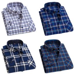 Brand Aoliwen Men 100% Cotton Classic Plaid Farm City Camiseta casual Vestido grande para franela suave y colorida 220322