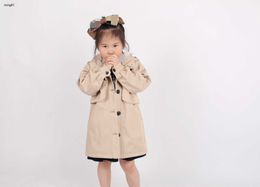 Marque Baby Coat Kids Long Veste Taille 110-150 Couleur solide minimaliste Boy Outwear Designer Girl Girl Breaker Dec05