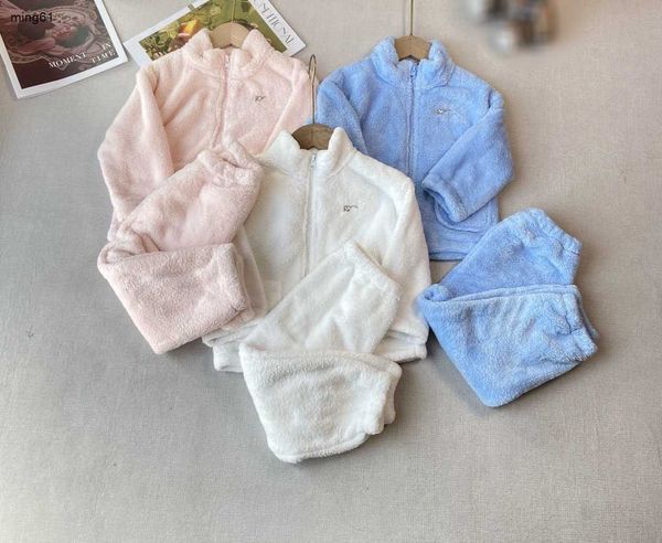 Pijamas de marca para bebé, ropa de dormir de diseñador para niña y niño, talla 100-160, abrigo para dormir para niños, 2 uds., chaqueta y pantalones cálidos de felpa, 10 de enero