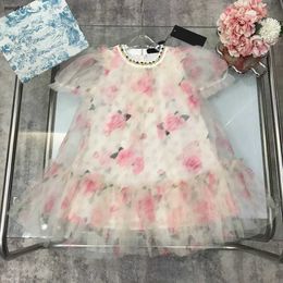Marque Baby Jirt Colore Gemstone Faux Collier Princess Robe Taille 100-150 cm Kids Designer Vêtements Summer Girls Partydress 24mai