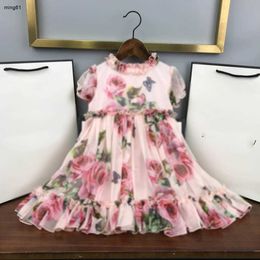 Marque Baby Jirt Flower Pattern imprimé partout robe princesse taille 90-160 cm pour enfants design vêtements d'été filles de fête 24april