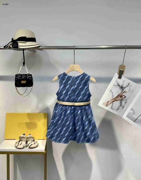 Marque Baby Jirt Gradient Blue Letter Print Princess Robe Taille 100-150 cm Kids Designer Vêtements Summer Sans manches Société de filles 24mai