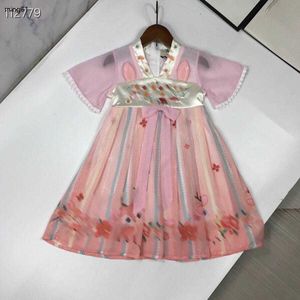 Merk Baby Rok Hanfu Deer Patroon Print Princess Dress Maat 90-140 cm Kids Designer Designer Deserve Summer Girls PartyDress 24April