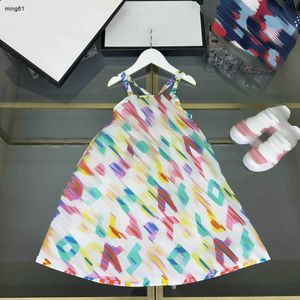 Marque Baby Jirt Sling Design Princess Robe Taille 100-160 cm Kids Designer Vêtements Colorful Letter Impring Girls Partydress 24Pril