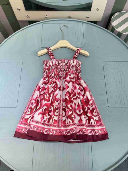 Marque Baby Jirt Sling Design Princess Robe Taille 100-150 cm Kids Designer Vêtements Summer Red Mot Mattedhed Girls Partydress 24Pril