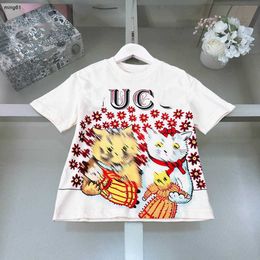 Camiseta de marca para bebé ropa diseñadora ropa de verano niñas de manga corta talla 100-150 cm de gato de flores gatos camisetas para niños 24 abril