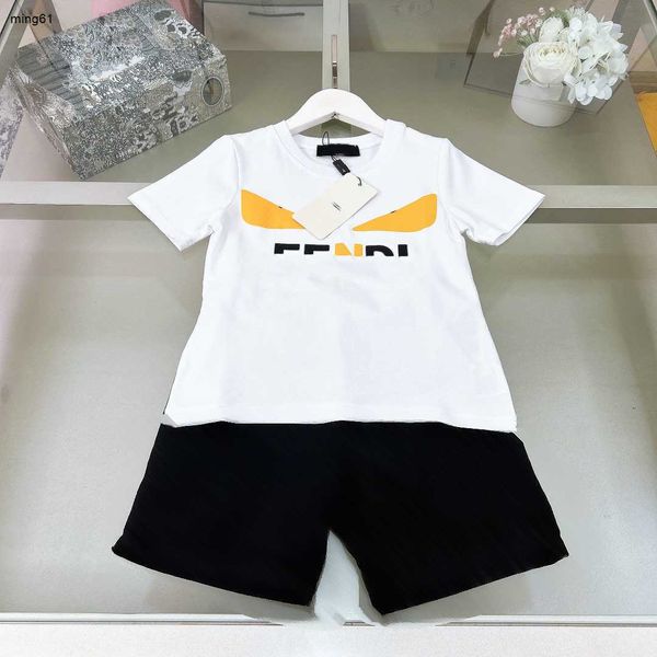 Ensemble T-shirt de marque pour bébé, survêtement d'été pour enfants, taille 110 à 160 CM, motif de lunettes jaunes, manches courtes et shorts, 24fév20