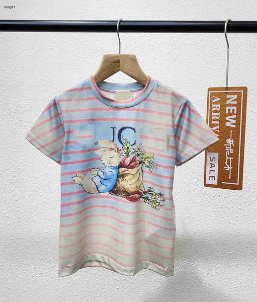 Marque bébé T-shirts motif de lapin de dessin animé vêtements pour enfants Taille 100-150 Stripe design garçons été à manches courtes fille coton t-shirts Jan20