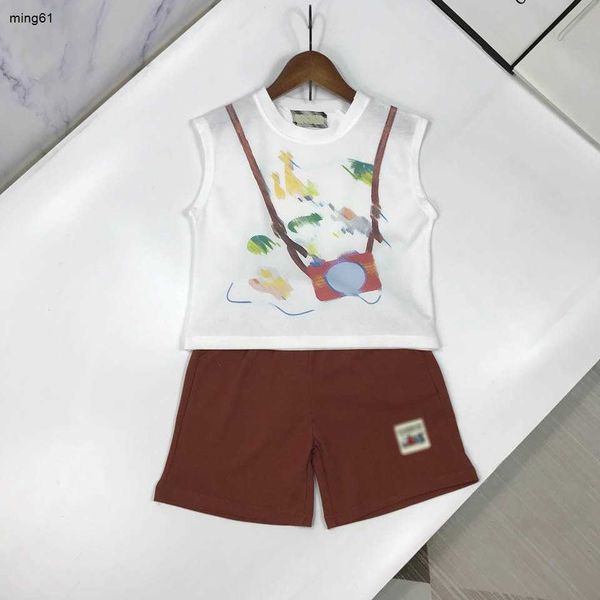 Marque Baby Tracksuits Boys Summer Set Kids Designer Clothes Taille 90-150 cm CAMERIE MOTIF T-shirt et short sans manches