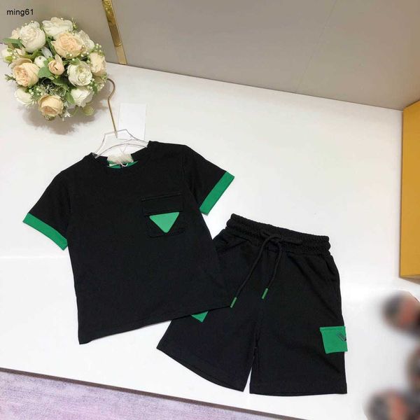 Chándales de marca para bebé, conjunto de dos piezas con logo verde para niños, talla 90-160 CM, camiseta con cuello redondo, trajes para niños y niñas, camiseta y pantalones cortos, 24 de marzo