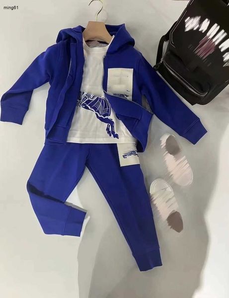 Marque bébé survêtements enfants automne costumes taille 100-160 bleu rayure design veste à capuche avec fermeture éclair chemise T-shirt fille jupe courte Jan10