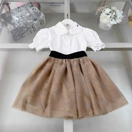 Marque Baby Tracksuits Summer Girls Dress Suit Kids Designer Clothes Taille 90-150 cm Shirt Shirt et Jupe en dentelle 24april