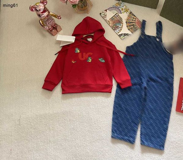 Survêtement de marque pour bébé, ensemble deux pièces, sweat à capuche pour enfants, taille 100-150 CM, motif dinosaure, pull et salopette en Denim, 24 mars