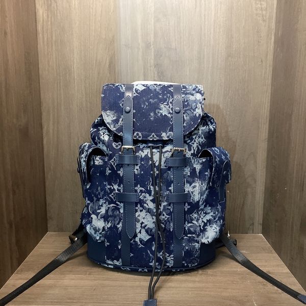 Sacs de marque Sac à dos marron pour hommes Sac à dos en denim avec lettre jacquard Grande capacité Sac à dos imprimé bleu Sac de voyage pour hommes Cartables pour femmes Sacs décontractés en plein air Fourre-tout