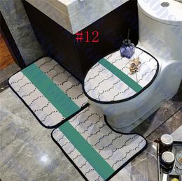 Tapis de bain de marque, ensemble de 3 pièces, couverture de toilette imprimée tendance, tapis de flanelle pour salle de bain à domicile, antidérapant, 1997