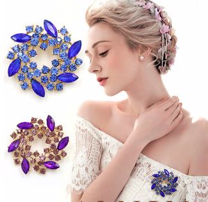 Broche de flores de guirnalda de diamantes de imitación de cristal de colores hermosos de marca para dama en varios colores envío gratis