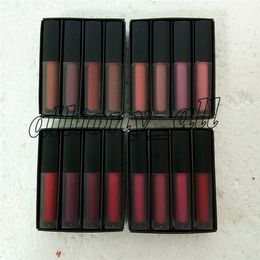 Brillant à lèvres de marque beauté, mini rouge à lèvres liquide mat trié à la main, édition rouge/rose/marron/nude, 4 styles de brillant à lèvres