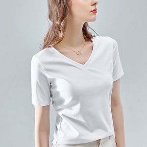 Camiseta con estampado de letras y logo grande de marca para mujer, camiseta informal de verano para mujer, camisetas de manga corta con cuello redondo 003