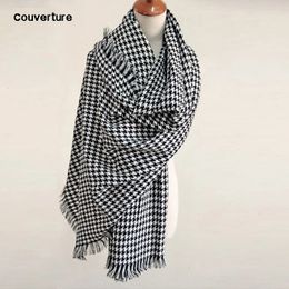 Merk Deken Sjaal voor Vrouwen plaid Zwart en Wit Houndstooth Kasjmier Warme Dikke Lange Pashmina Vrouwen Sjaals 231229