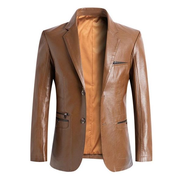 Brand Blazers Men Spring Automne Slim Fit Suit Vestes Fashion Leather Blazer Veste surdimension