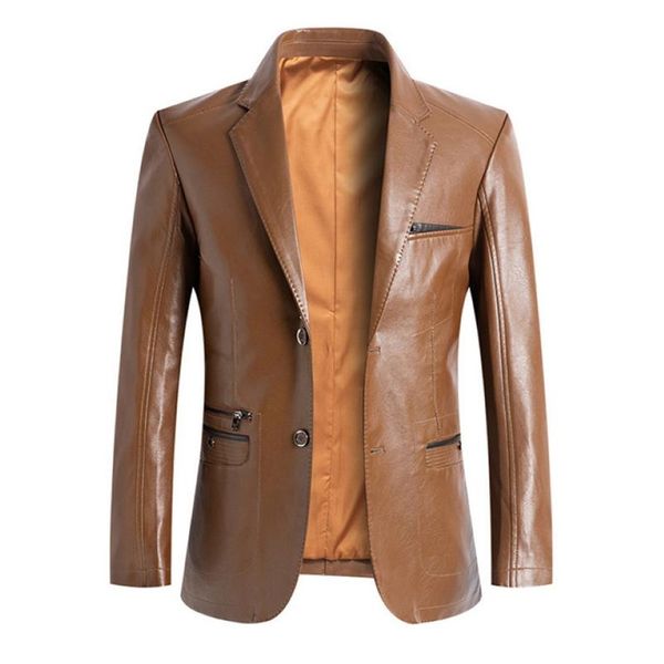 Brand Blazers Men Spring Autumn Slim Fit Suit Vestes Fashion en cuir Blazer Veste surdimension