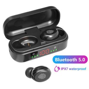 Merk blauw-tanden oortelefoons V8 TWS LCD-scherm Waterdichte draadloze hoofdtelefoon Sports Oorbuds Touch Control Ruis-Annullen Headset