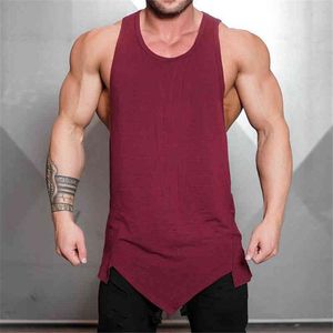 Merk Bodybuilding Stringer Tank Top Mannen Musculatie Vest sportscholen Kleding Fitness Mannen Undershirt Solid Tanktop Leeg Muscle Shirt 210421