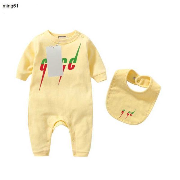 Marque né bébé garçon fille lettre Costume salopette vêtements combinaison enfants body pour bébés tenue barboteuse Outfi bavoir 2 pièces ensemble