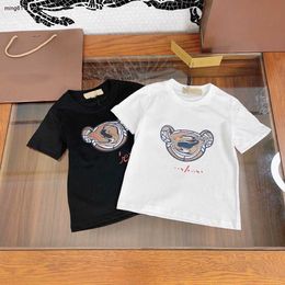 Camiseta de marca para niños, camiseta con patrón de oso de muñeca para niños, talla 100-150 CM, ropa de diseñador para bebés, camisetas de manga corta para niñas de verano 24Mar