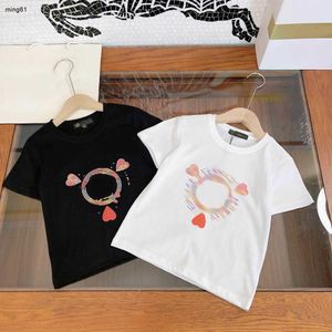 Camiseta para niños de marca Camiseta con estampado de patrón de arco iris Tamaño 100-160 CM Ropa de diseñador para niños Camisetas de manga corta para niñas de alta calidad 24Mar