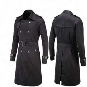 marque britannique style classique trench-coat veste hommes fi trench-coat mâle double boutonnage lg mince vêtements d'extérieur ceinture réglable i4Jp #
