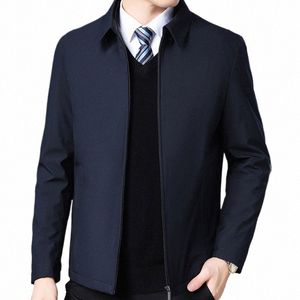 Merk Busin Herenjas Casual Jassen Kraagvorm Rits Eenvoudige Middelbare Leeftijd Ouderen Mannen Papa Kleding Kantoor Bovenkleding Mannen K6fQ #