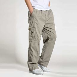 Pantalones casuales de marca Hombres Pantalones de carga Pantalones sueltos de algodón Pantalones para hombre Monos Multi Pocket Straight Joggers Homme 6XL 210616