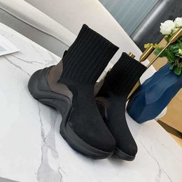 Merk Casual schoenen Designer laarzen stiksel lederen elastische korte dame gebreide sokken enkel slip-on wintergrootte 35-41