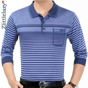 Marque Casual Rayé Fitness Polo À Manches Longues Hommes Poloshirt Jersey Poche Hommes Polos T-shirts Robe Fashions 90301 210401