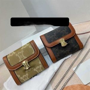 Marca Celinne Chain Wallet Diseñador Cambio de bolso Pack Bag Pack Sarin Sarin Borded Women's Purse puede cruzar la billetera cero triple de comercio exterior original al por mayor