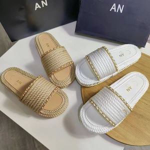 Marque Channel Paille Weave Sandal Plateforme Chaussures Mocassins En Plein Air Luxe Été Pantoufles Top Qualité Mule Femmes Slide Pool Beach Designer Sandale Casual Shoe Lady Cadeau